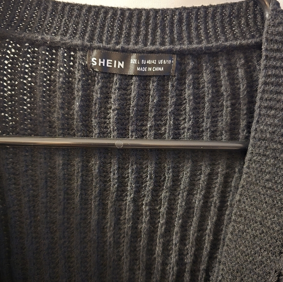 SHEIN Black Ribbed Open-Front Cardigan - Picture 3 of 3